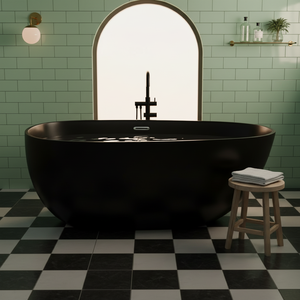 <span class=keywords><strong>Baignoire</strong></span> autoportante moderne ovale pour bain intérieur, en <span class=keywords><strong>acrylique</strong></span> noir, avec fonction massage et hydromassage - Product Image 4