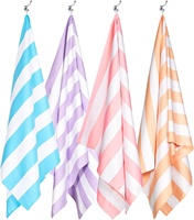 Quick Dry Beach Towel 100% Recycled Microfiber Striped Large Sand Free Towel for Travel Pool Yoga Adults with Bag