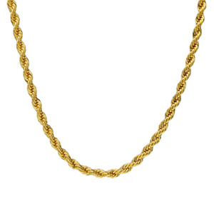 Colar de Corrente Torcida <span class=keywords><strong>4MM</strong></span> Banhado a Ouro 18K, Elo Grosso Unissex para Homens e Mulheres - Lançamento Quente - Product Image 5