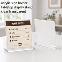 Support de signalisation en acrylique transparent pour stand d'exposition, présentoir de table double face, promotionnel