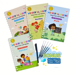 Kids Wipe And Clean Writing Groove English Magic CopyBooks Magical Reusable Tracing Book Set