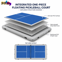 Terrain de pickleball gonflable flottant, île flottante stable pour aire de jeux intérieure et extérieure - Terrain de pickleball gonflable