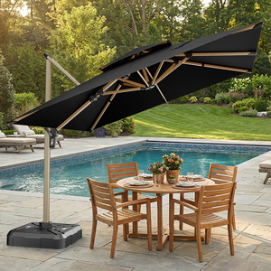 Sombrilla de Patio Impermeable Negra HANYI, Sombrilla Cuadrada Grande <span class=keywords><strong>para</strong></span> Exteriores, de Doble Techo, Resistente, con Rotación de 360 Grados <span class=keywords><strong>para</strong></span> Jardín - Product Image 6