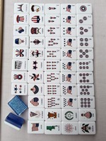 Ensemble de Mahjong Américain de Luxe 160 Tuiles 2 Couches Acrylique Pailleté Bleu Drapeau Américain Aigle de la Liberté Jeu de Soirée Deluxe Vente en Gros
