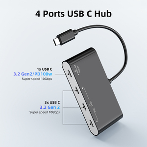 Hub USB C <span class=keywords><strong>4</strong></span> ports USB 3.2 Gen 2 10 Gbps, adaptateur multiport avec charge rapide PD 100W pour MacBook Pro et ordinateur portable - Product Image 5