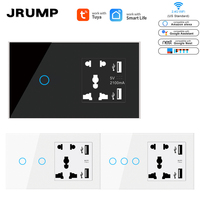 147 serie inteligente Tuya Smart Life WiFi interruptor de luz táctil inteligente 1-4Gang Control de voz Alexa Google Home US Smart Power WallSocket