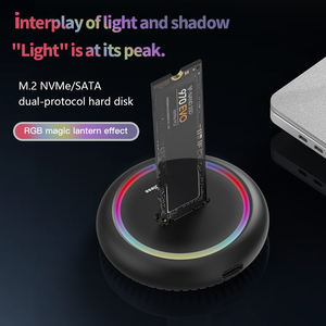 RGB USB C <span class=keywords><strong>M</strong></span>.2 SATA/NVME SSD حاوية USB C محطة لرسو السفن بروتوكول مزدوج خارجي USB3.1 Gen2 <span class=keywords><strong>M</strong></span>.2 NGFF و NVME SSD حافظة - Product Image 3
