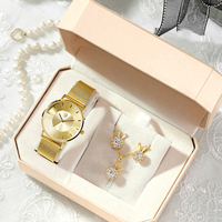 Set Jam Tangan Wanita Quartz Fashion dengan Kotak Warna-warni K0039L, Set Hadiah Jam Tangan Wanita, Hadiah Valentine