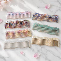 Peigne à cheveux ondulé NewYeah en acétate, fait main, écologique, léger, élégant, tendance, vente en gros, logo personnalisé, pour femmes et filles, usage quotidien