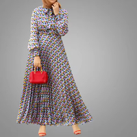 2026 Nouveaux Kaftans Modernes Style Marocain Nouvelle Collection Abaya à Dubaï Robe Longue Maxi Imprimée 100 % Polyester à Manches Longues
