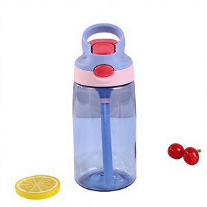 Botella de agua con asa, de 500 ml, con pajita transparente de dibujos animados, diseño de pato, para niños, sin BPA, ecológica, de calidad alimentaria. - Product Image 1