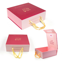 Personnalisé Coloré Réutilisable Pliant Noir Dur Grande Boîte Cadeau Avec Couvercle Pour Vêtements De Luxe Ruban Magnétique Boîte Cadeau Emballage