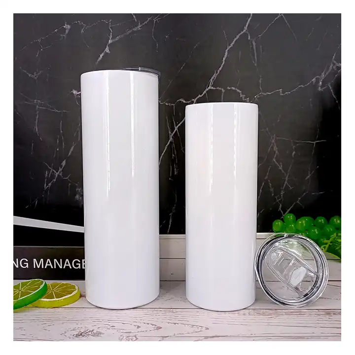 US$ 85.00 - RTS USA warehouse 20oz sublimation blanks straight skinny  tumbler with plastic straw and rubber bottom 