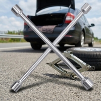 Clé à molette croisée double extrémité en acier au carbone de qualité industrielle, chromée, 300 lb-ft de couple, pour roues de voiture, clé à écrous à 4 voies