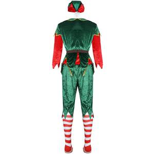 Costume d'elfe en velours pour adultes, hommes et femmes, ensemble complet pour fête de Noël HP FCDR-003 - Product Image 4