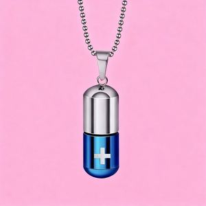 Unisex Altın Kaplama Hap Açılabilir Kolye Paslanmaz Çelik Kapsül Hip Hop Külleri veya Parfüm İçeren Hediye Aile Kolyesi - Product Image 1