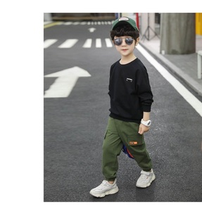 Vêtements pour enfants, nouveau design, pull noir à lettres pour enfants et ensemble pantalon sarouel, garçon - Product Image 2