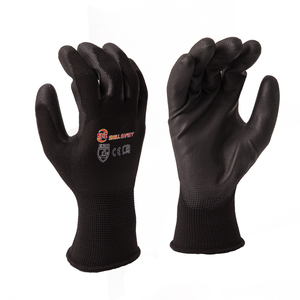 Biểu Tượng Tùy Chỉnh In Chống Trượt 13G Màu Đen Trắng Màu Grey Nylon Polyester PU Palm Phù Hợp Với Lớp Phủ Tráng An Toàn Vườn Làm Việc Găng Tay - Product Image 1