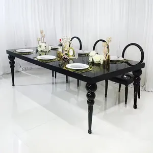 Tavolo per banchetti in acciaio inossidabile rettangolo nero MDF Wedding Table per eventi