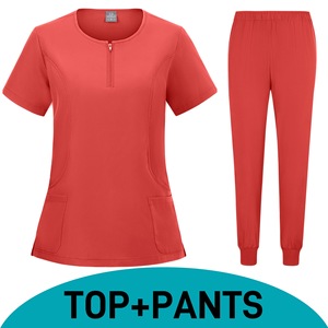 Women's Two Piece <b>Scrub</b> <b>Set</b> Moisture Wicking Knitted Hospital Uniform Split <b>Set</b> S XXL - Product Image 3