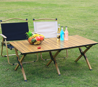 Table de camping pliable en acier portable - Légère, durable, imperméable, facile à transporter, design moderne, mobilier d'extérieur pour cour