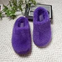 Mules sabots d'hiver douillettes à bout rond, style urbain, avec boucle, pour adultes, semelle extérieure en caoutchouc, en fausse fourrure