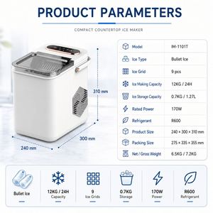 Portable <b>Countertop</b> <b>Ice</b> <b>Maker</b> Machine Bullet <b>Ice</b> <b>Maker</b> 12KG/24H with LED Touch Panel R600 Refrigerant for Home Bar Office - Product Image 3