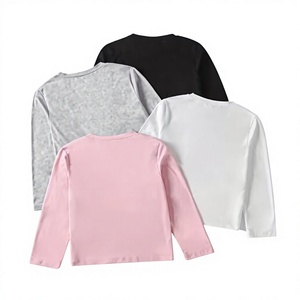 เสื้อยืดแขนยาวคอกลมสีพื้นสำหรับเด็กผู้หญิง ผ้าถักเนื้อนุ่มใส่สบาย 100% ผ้าฝ้าย ระบายอากาศได้ดี สีชมพู ขาว เทา ดำ ผลิตในบังกลาเทศ - Product Image 2