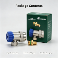 Raccord rapide HONGSEN HS-ML R134A réglable basse pression en laiton bleu pour climatisation automobile, connecteur de charge de réfrigérant, garantie 1 an