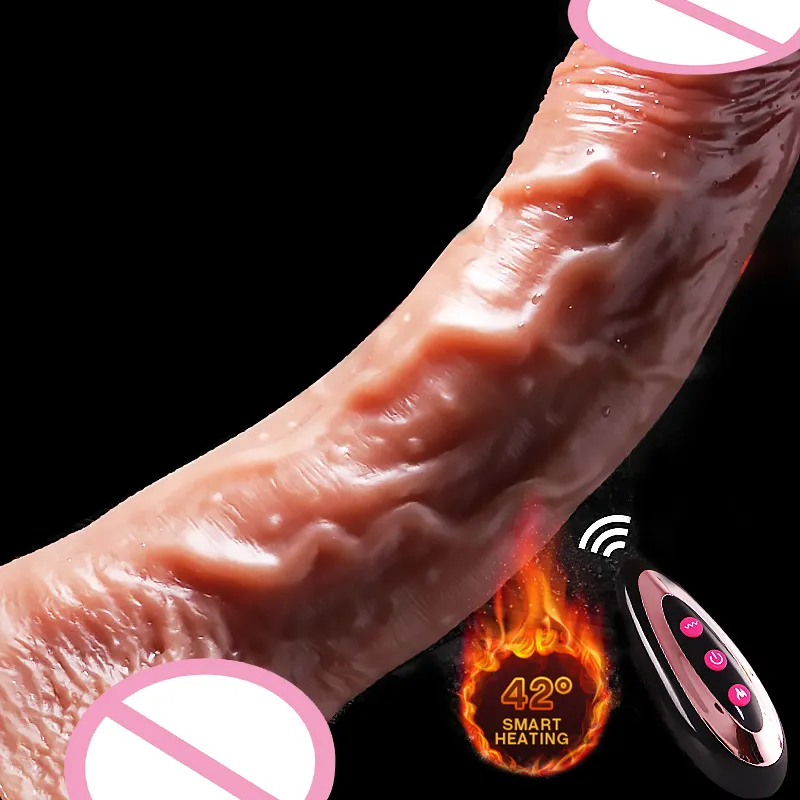 Super fort chauffage télescopique gros réaliste énorme gode en Silicone poussée vibrateur jouets sexuels pour les femmes Masturbation Xxl godes