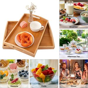 Ensemble de 3 plateaux de service en bambou pour le petit-déjeuner, pour lit, <span class=keywords><strong>canapé</strong></span> et divan, tailles grande, moyenne et petite - Product Image 6
