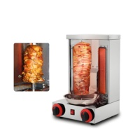 Machine à shawarma et kebab en acier inoxydable pour restaurant, alimentée au gaz, appareil à shashlik et grill à kebab