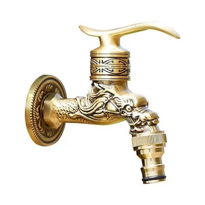<span class=keywords><strong>Robinet</strong></span> mural extérieur en laiton massif pour machine à laver, design animal antique. Résistant au gel, résistant aux fissures, nickelé - Product Image 1