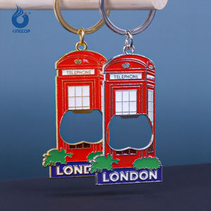 漫画風ロンドン電話ボックス ビッグベン 亜鉛合金 環境に優しい 2-in-1 記念品 ビール/ワインオープナー キーホルダー イギリス旅行観光客向け - Product Image 2