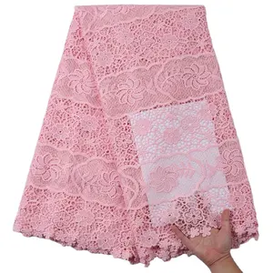A granel 2193 Soluble en agua, tela de encaje de bebé de Color rosa de tela de encaje de guipur encaje vestido tela