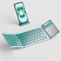 Keyboard Mini Bluetooth Saku Lipat dengan Touchpad dan Keypad dengan Gerakan Empat Jari