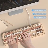 Teclado de Computadora con Cable OEM ODM, Teclas Redondas, Estilo Retro de Máquina de Escribir, Tamaño Completo, USB Plug and Play para Laptop y Escritorio