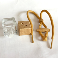 Diffuseur de parfum pour voiture en verre miniature carré avec logo personnalisé, bouchon à vis, couvercles en bois, désodorisant suspendu rechargeable, 8 ml