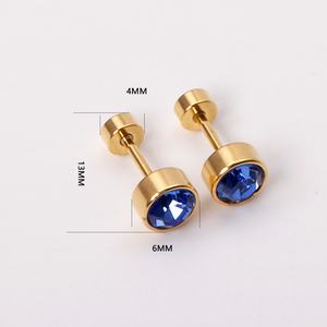 Pendientes de Acero Inoxidable con Círculos Brillantes y Coloridos, Joyería de Moda, Pendientes de Rosca para Mujer, Precio al por Mayor - Product Image 3