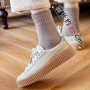 Women's Wool Socks Thickened Fleece Lined Mid Length Warm Winter Socks Solid Color Anti Slip Sweat Absorbing - Product Image 2
