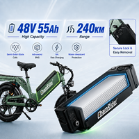 Chamrider D55 48V 55Ah 240KM Reichweite 8A Schnellladung 80Nm Drehmoment Doppelte Federung 203mm Scheibenbremse Wasserdichtes Liefer-E-Bike