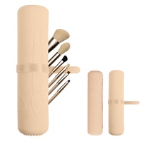 Wellfine organiseur de pinceaux de maquillage Portable, sac de voyage en Silicone, sac à cosmétiques, étui de pinceaux de maquillage, pochette