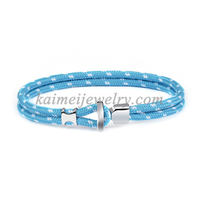 Bracelet unisexe en corde de nylon marine, style streetwear, fait main, double corde, avec fermoir argenté