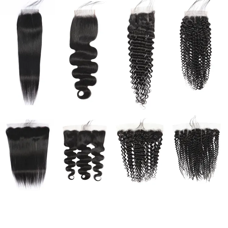 OEM Custom Logo Virgin Human Hair Schweizer Spitze Transparente Spitze Frontal verschlüsse 360 13x6 4x4 5x5 Hd Lace Closure