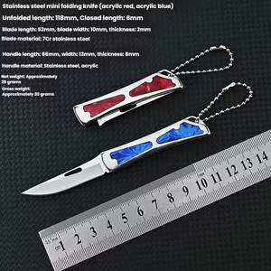 Outdoor <b>Camping</b> Self-Defense Portable Stainless Steel Folding Utility Knife Mini Parcel Opener & Fruit Knife with Keychain - Product Image 3