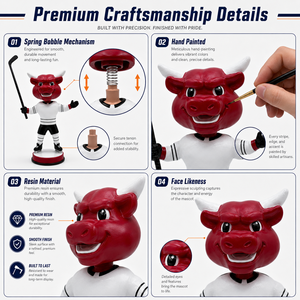 Mascotte de hockey sur glace <span class=keywords><strong>Red</strong></span> <span class=keywords><strong>Bull</strong></span> personnalisée, figurine en résine peinte à la main avec uniforme d'équipe - Product Image 4