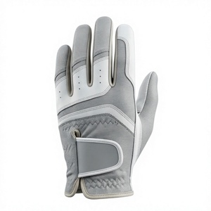 Gant de golf pour homme de haute qualité, personnalisé, pour main gauche, en cuir PU, antidérapant, fermeture auto-agrippante, unisexe, gris et blanc, sport - Product Image 1
