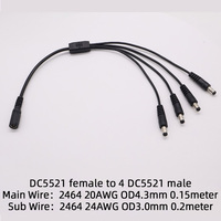 Câble Répartiteur en Cuivre 12V DC pour Caméra CCTV, Adaptateur 1 Femelle 4 Mâles, Extension LED, Câble d'Alimentation DC 5521mm