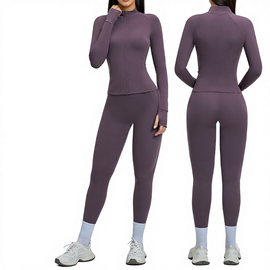 European and American Lightweight Elastic Waist Leisure Yoga Suit Female Sanding Outdoor Riding Running Fitness 2-Piece Set 4510