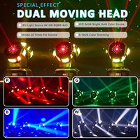WUZSTAR Tête Mobile DJ Lumière Mini Double Têtes 10 LED RGBW Faisceau D'or Strobe Son Activé DMX 512 IP20 ABS Alliage Acier Noir